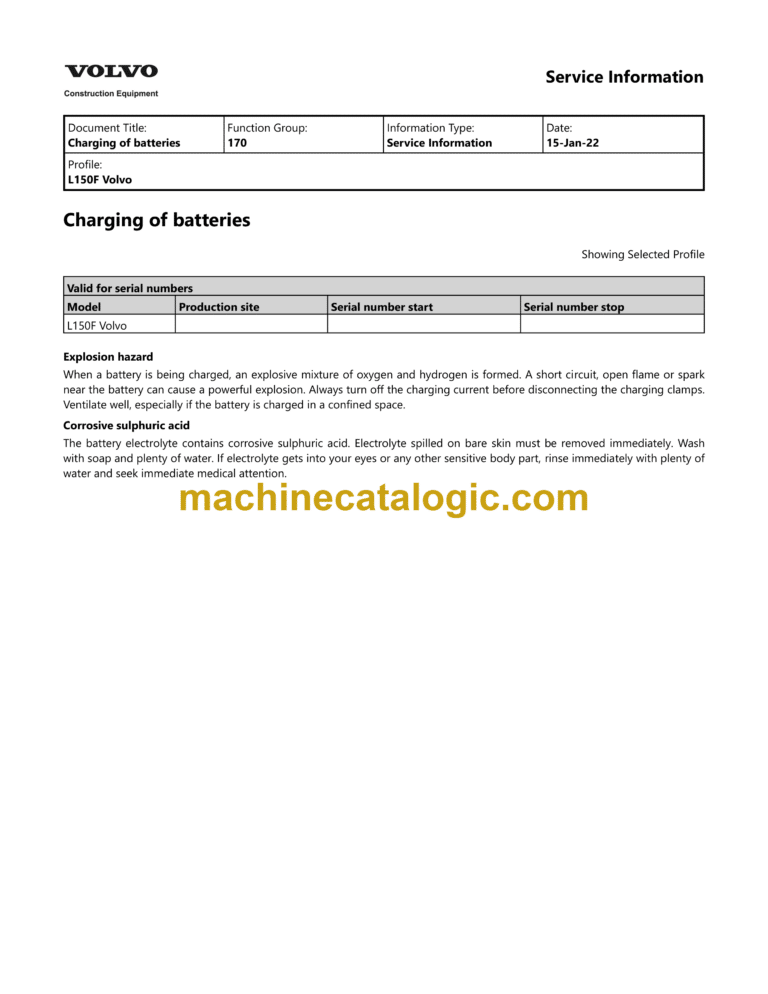 Volvo L150F Wheel Loader Service & Repair Manual