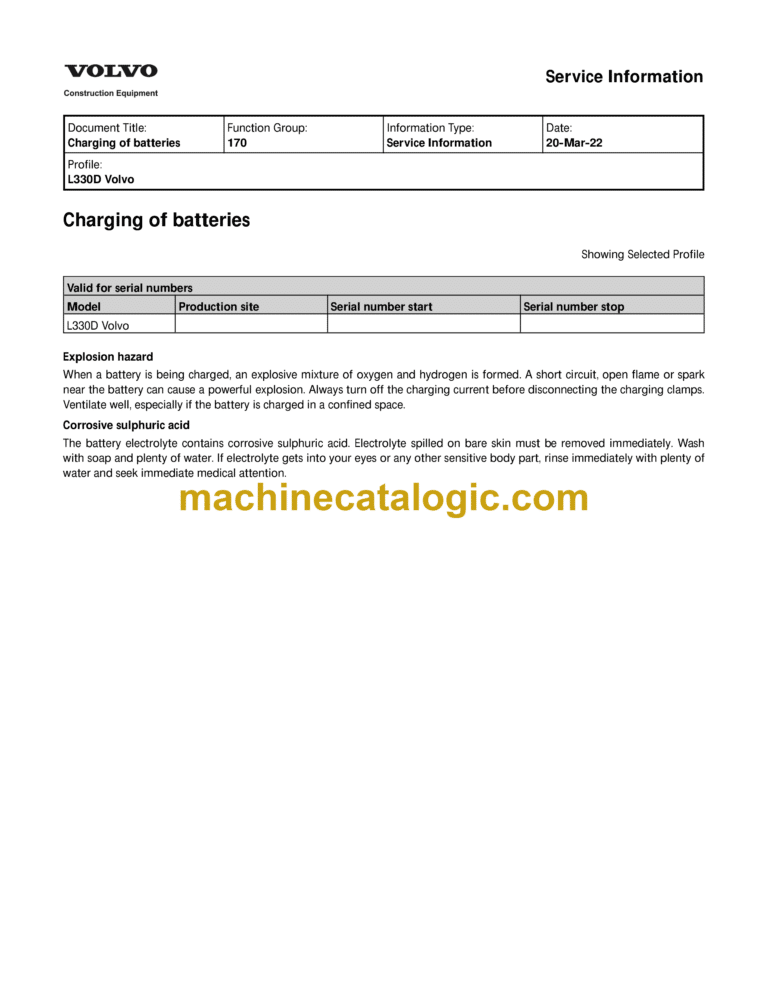 Volvo L330D Wheel Loader Service & Repair Manual
