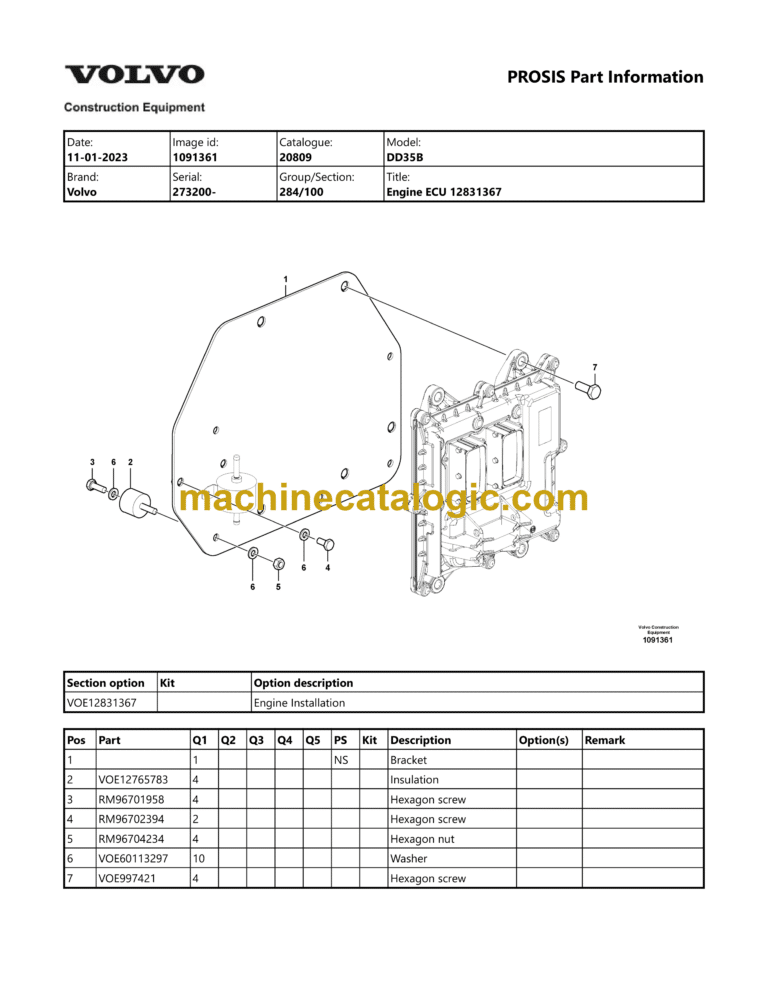 Volvo DD35B Asphalt Compactor Parts Manual