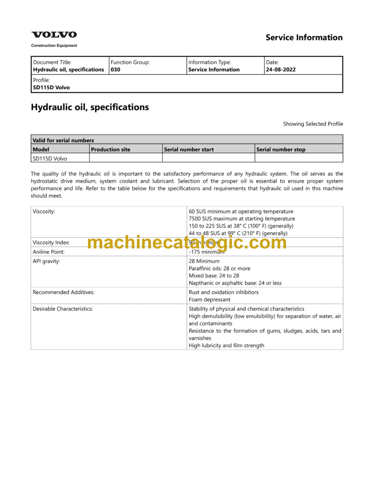 Volvo SD115D Soil Compactor Service and Repair Manual
