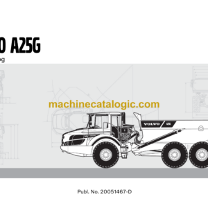 Volvo A25G Articulated Hauler Dump Truck Parts Manual