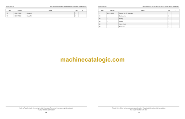 Atlas Copco XA(V,H)S 600-675 and XA(T,M)S 800-850 EXU Export PNE Mobile Air Compressors Parts Catalog - Image 3
