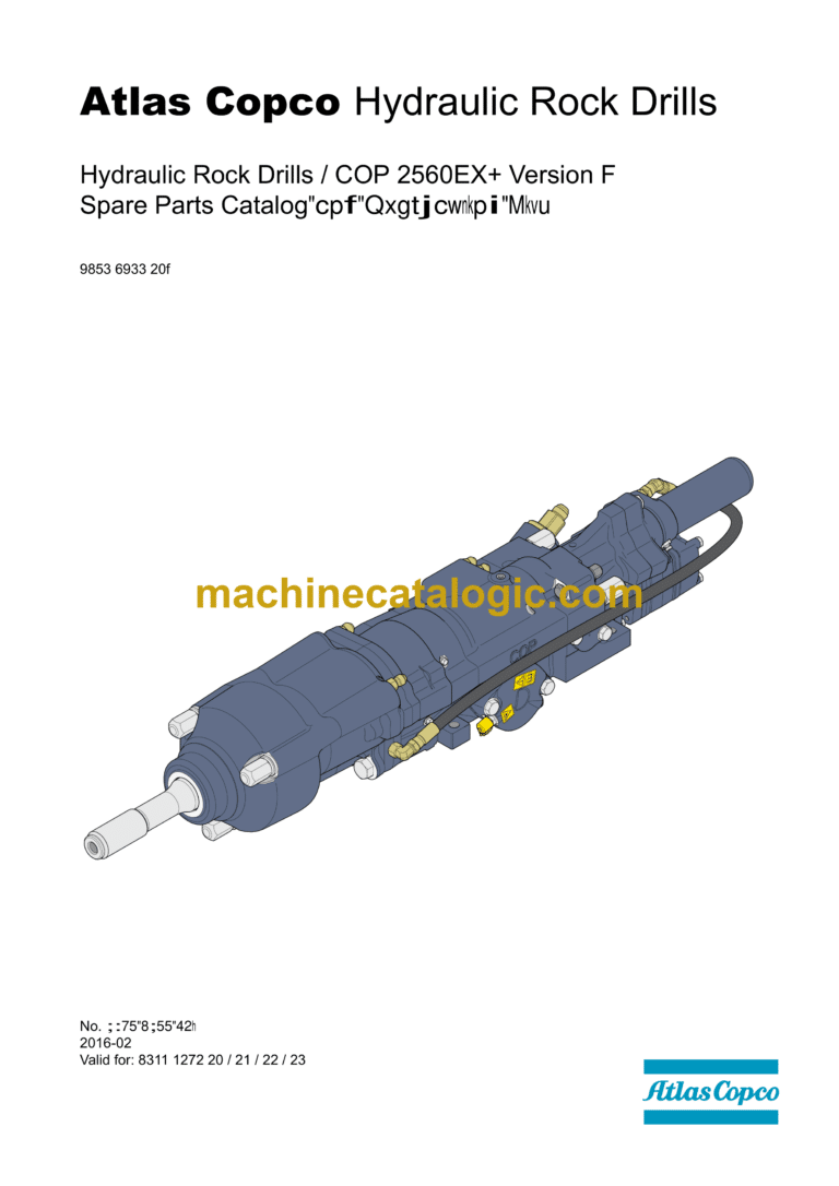 Atlas Copco COP 2560EX+ Version F Hydraulic Rock Drill Parts Catalog