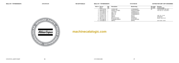 Atlas Copco COP 2560EX+ Version F Hydraulic Rock Drill Parts Catalog - Image 4