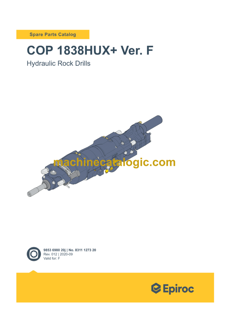 Epiroc COP 1838HUX+ Ver. F Hydraulic Rock Drills Parts Catalog
