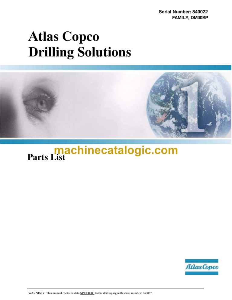 Atlas Copco DM40SP Rotary Blast Hole Rigs Parts Catalog