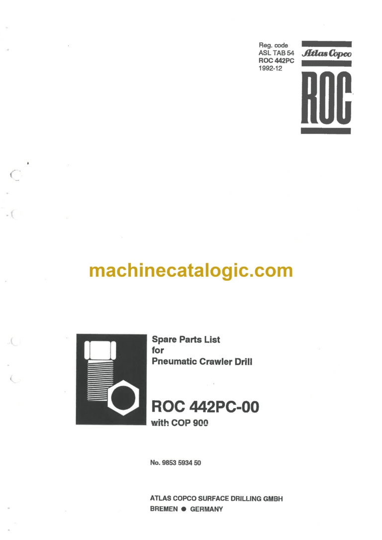 Atlas Copco ROC 442PC-00 Pneumatic Crawler Drill Parts Catalog