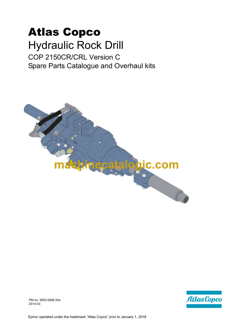Atlas Copco COP 2150CR, 2150CRL Version C Hydraulic Rock Drill Parts Catalog