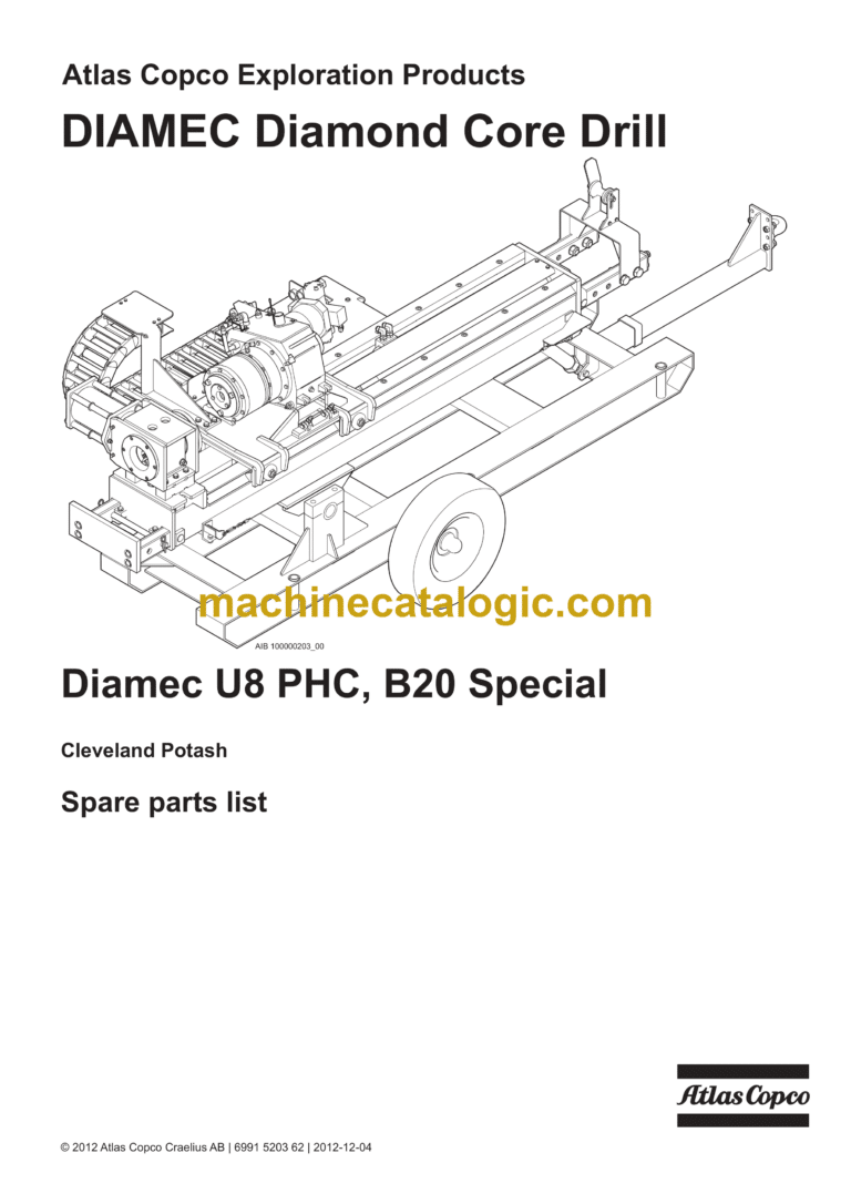 Atlas Copco Diamec U8 PHC, B20 Special Parts Catalog