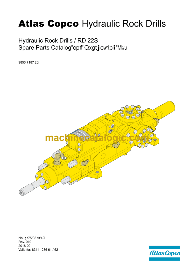 Atlas Copco RD 22S Surface Rock Drill Parts Catalog