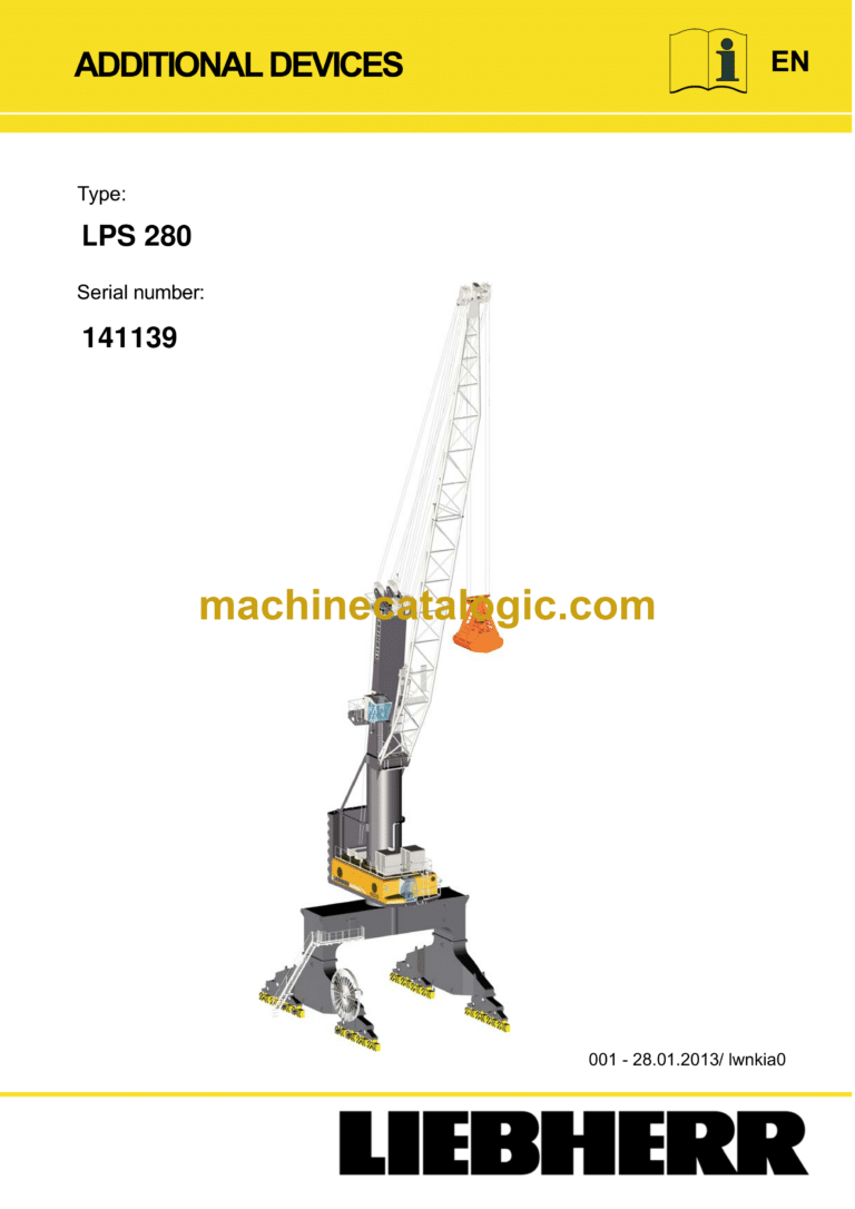 Liebherr LPS 280 Portal Slewing Crane Additional Devices Manual (141139)