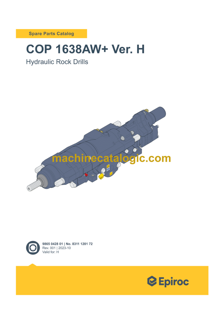 Epiroc COP 1638AW+ Version H Hydraulic Rock Drills Parts Catalog