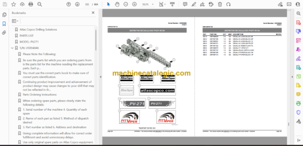 Atlas Copco PV271 Pit Viper Parts Catalog - Image 2