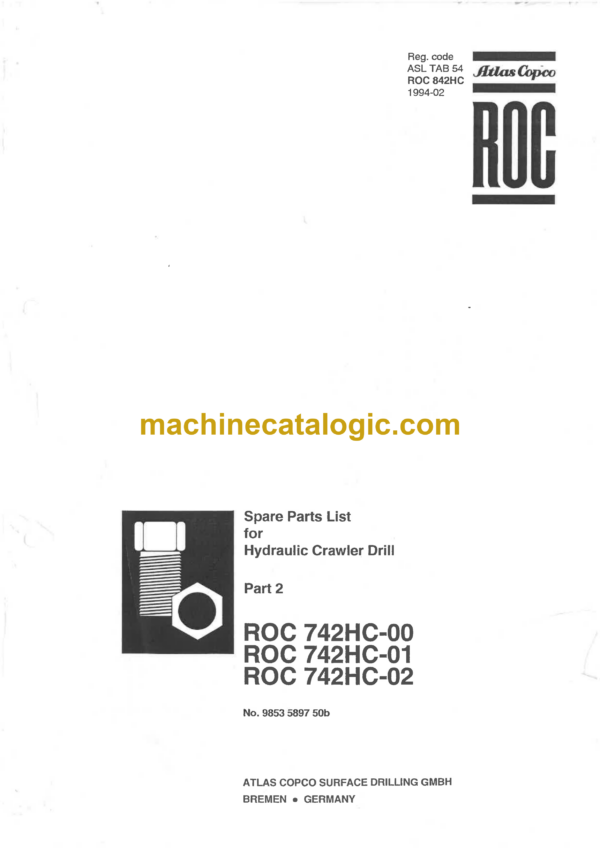 Atlas Copco ROC 742HC Drilling Rig Parts Catalog