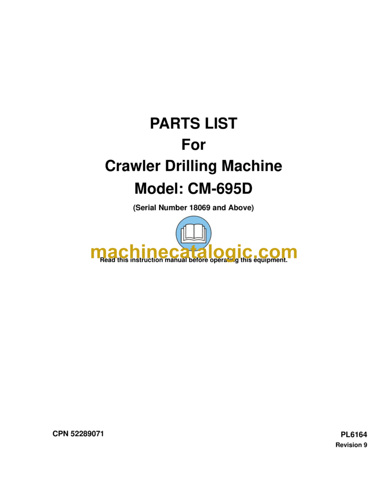 Atlas Copco CM695D Crawler Drilling Machine Parts Catalog