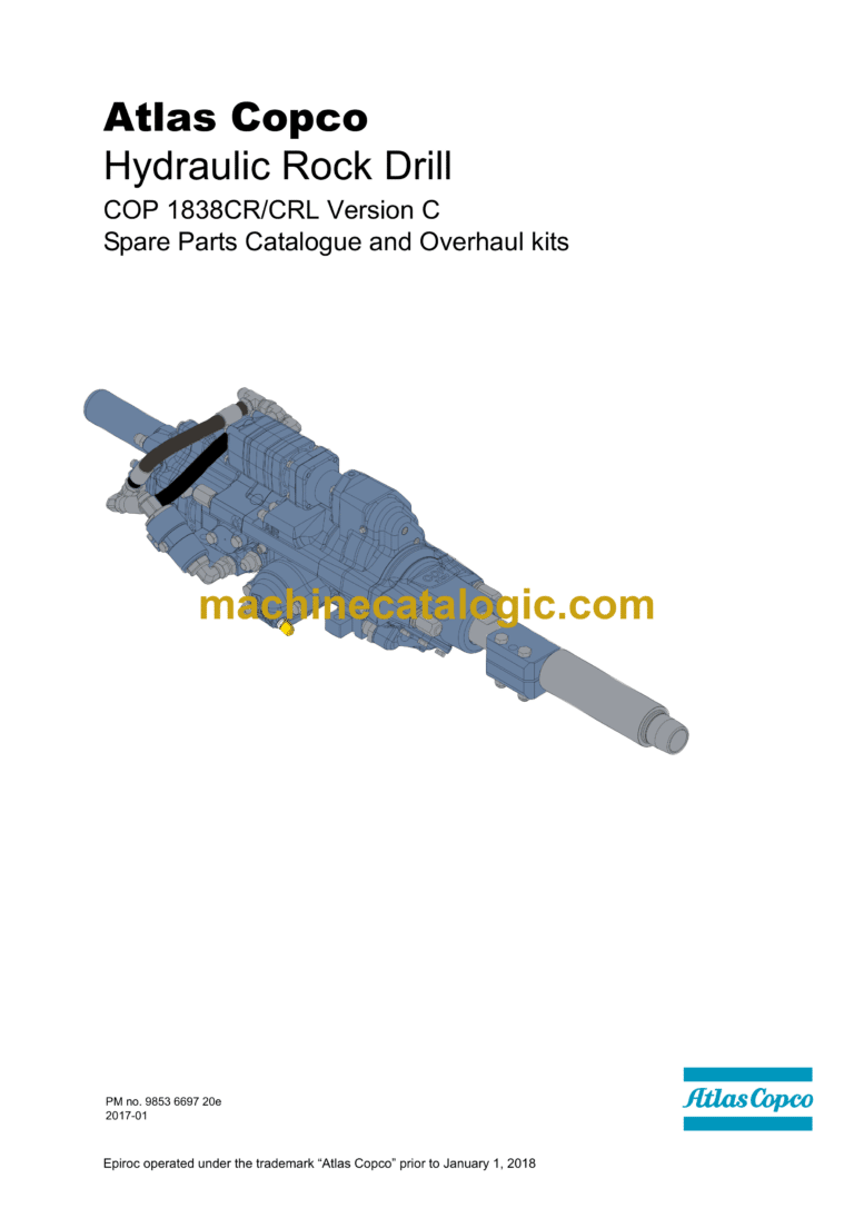 Atlas Copco COP 1838CR, 1838CRL Version C Hydraulic Rock Drill Parts Catalog