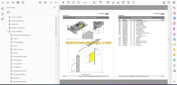 Atlas Copco DM50LP Rotary Blast Hole Rigs Parts Catalog - Image 4