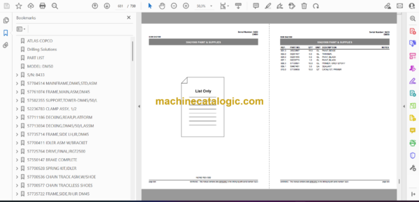 Atlas Copco DM50 Rotary Blast Hole Rigs Parts Catalog - Image 2