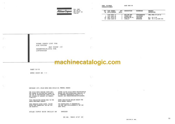 Atlas Copco ROC 542HP-01 Drilling Rig Parts Catalog - Image 4