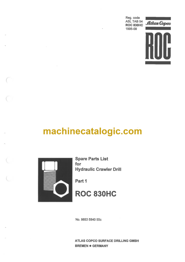 Atlas Copco ROC 830HC Drilling Rig Parts Catalog