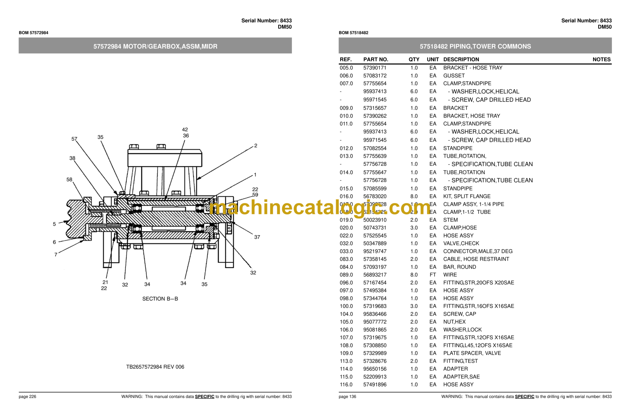 Atlas Copco DM50 Rotary Blast Hole Rigs Parts Catalog