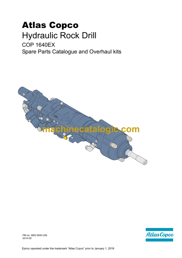 Atlas Copco COP 1640EX Version E Hydraulic Rock Drill Parts Catalog