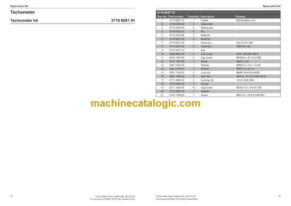 Atlas Copco Diamec U8 PHC, B20 Special Parts Catalog - Image 4