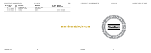 Atlas Copco COP 1640EX Version E Hydraulic Rock Drill Parts Catalog - Image 4