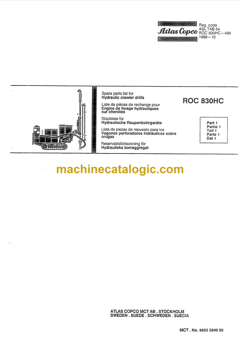 Atlas Copco ROC 830 Hydraulic Crawler Drill Parts Catalog