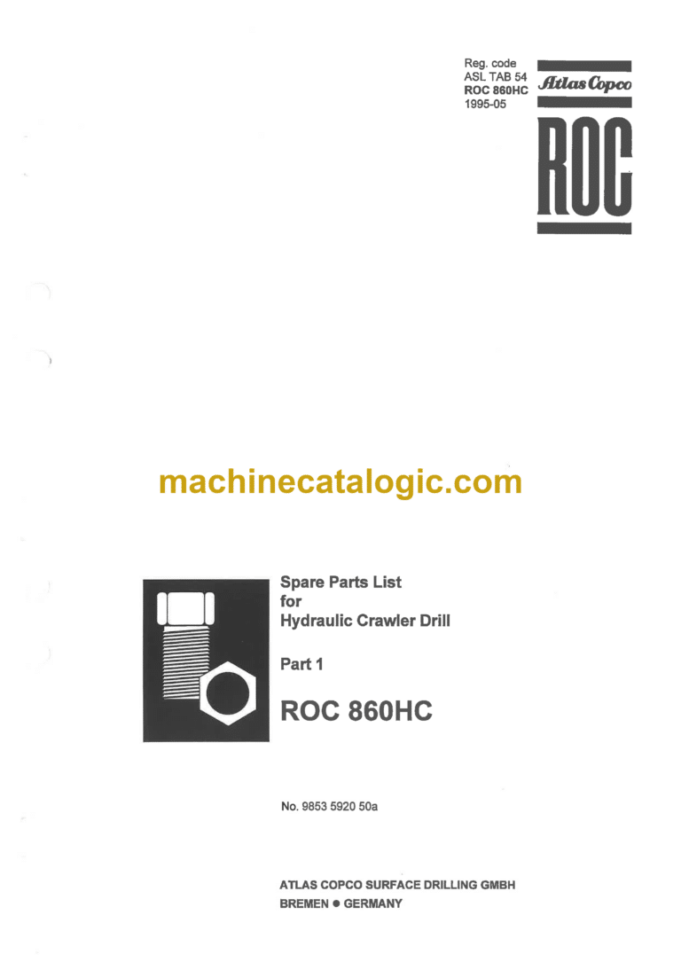 Atlas Copco ROC 860HC Drilling Rig Parts Catalog
