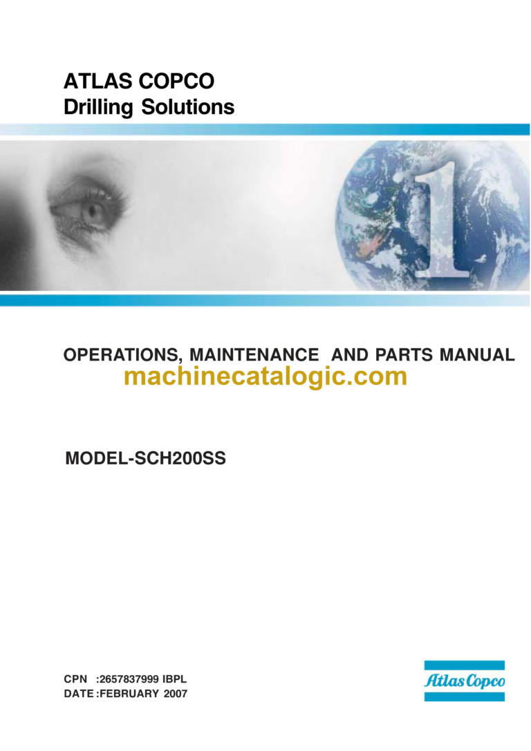 Atlas Copco SCH200SS Operation, Maintenance and Parts Catalog