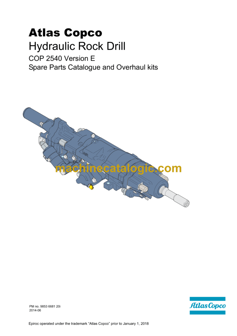 Atlas Copco COP 2540 Version E Hydraulic Rock Drill Parts Catalog