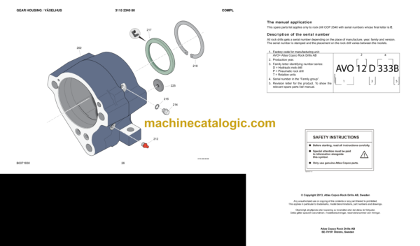 Atlas Copco COP 2540 Version E Hydraulic Rock Drill Parts Catalog - Image 4
