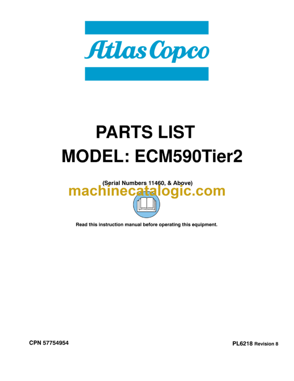 Atlas Copco ECM590 Tier 2 Hydraulic Crawler Drill Parts Catalog
