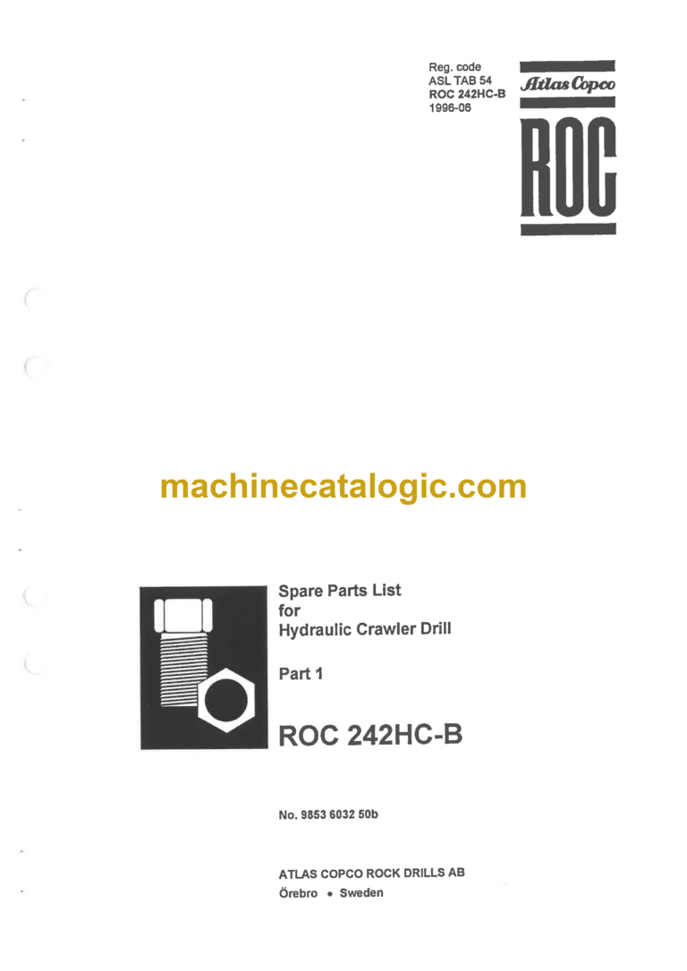 Atlas Copco ROC 242HC-B Hydraulic Crawler Drill Parts Catalog