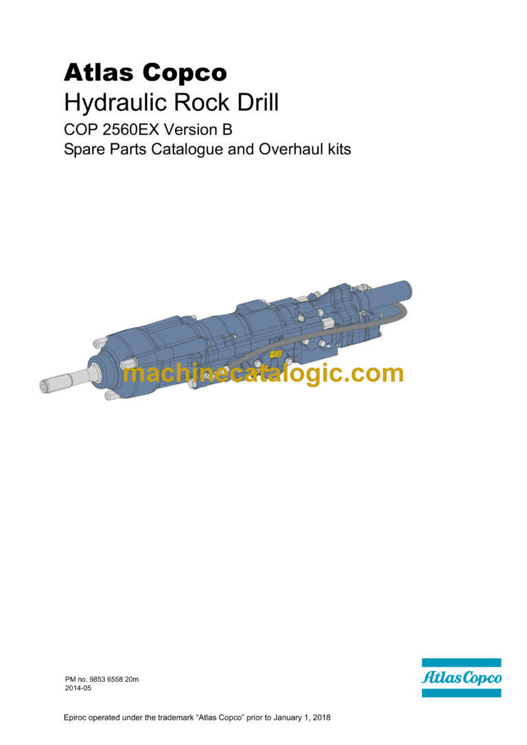 Atlas Copco COP 2560EX Version B Hydraulic Rock Drill Parts Catalog