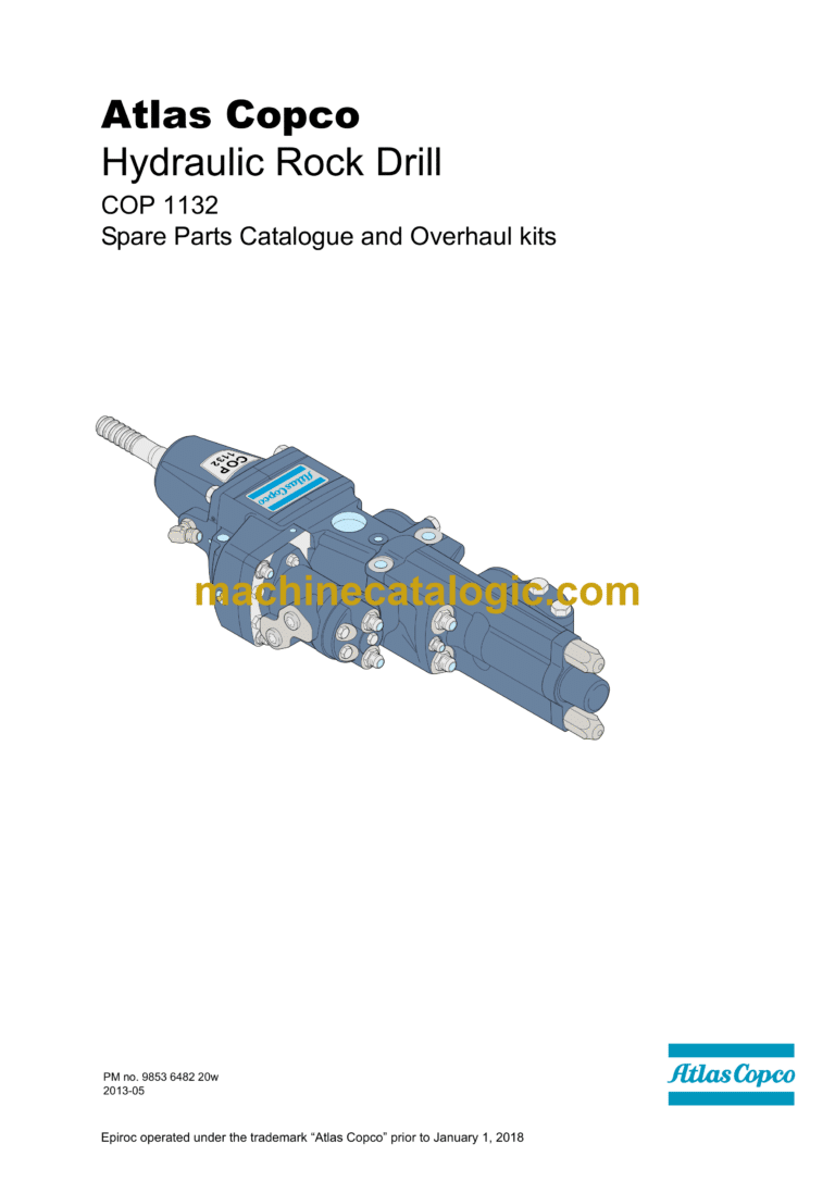 Atlas Copco COP 1132 Hydraulic Rock Drill Parts Catalog