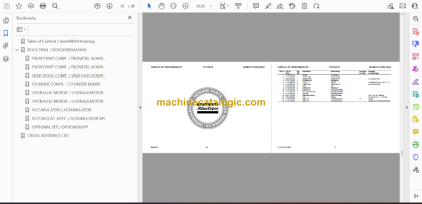 Atlas Copco COP 1132 Hydraulic Rock Drill Parts Catalog - Image 2