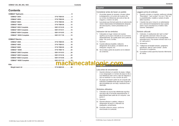 Atlas Copco CEMAG  203, 403, 803, 1603 Parts Catalog - Image 3