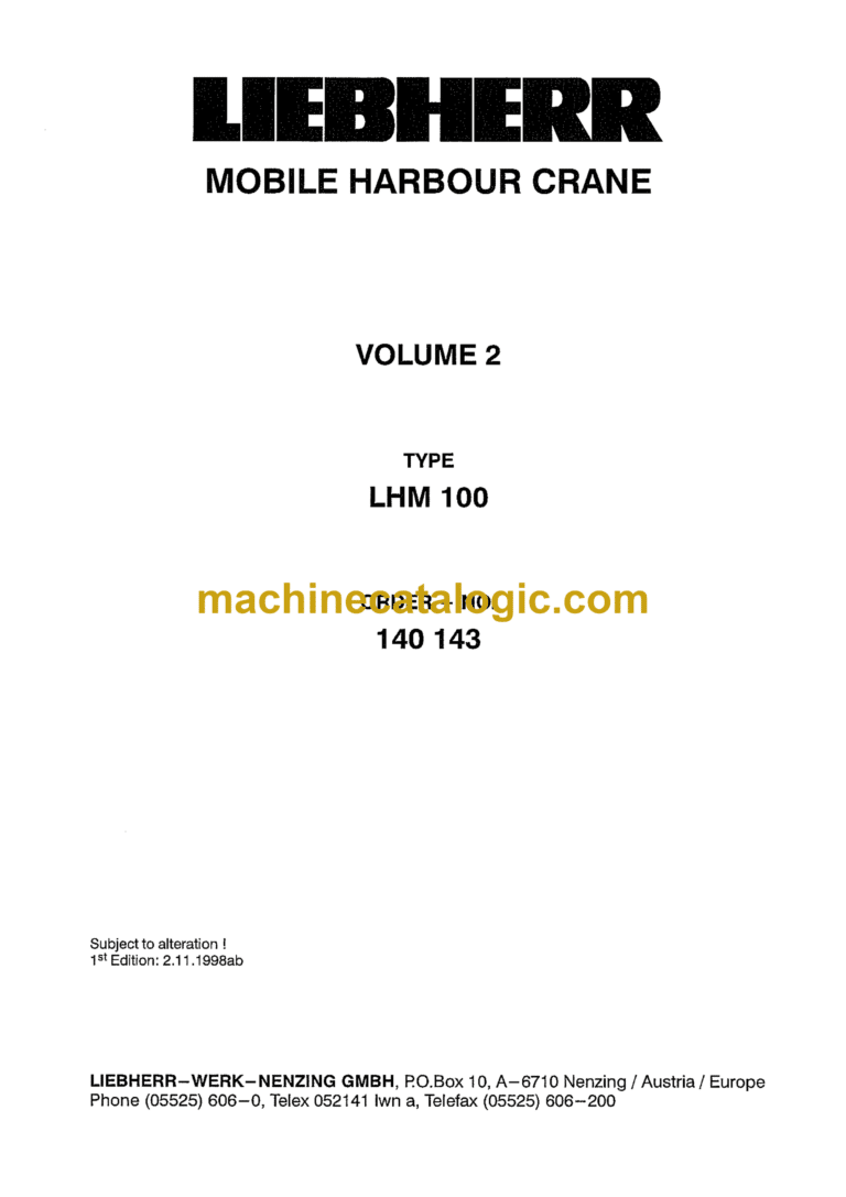 Liebherr LHM 100 Mobile Harbour Crane Technical Information Manual (140143)