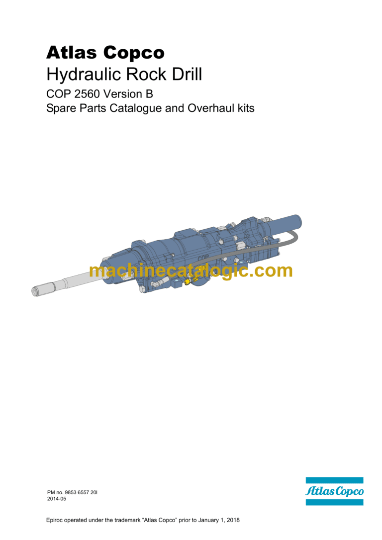 Atlas Copco COP 2560 Version B Hydraulic Rock Drill Parts Catalog