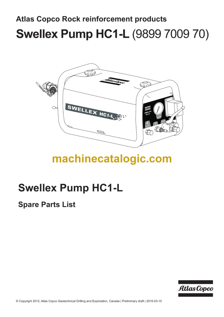 Atlas Copco Swellex Pump HC1-L Parts Catalog