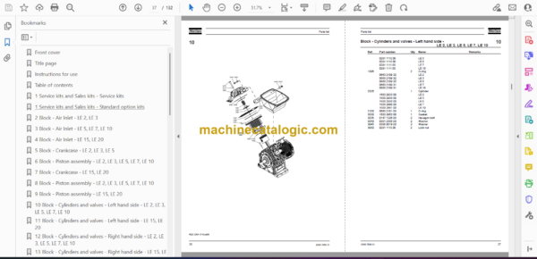 Atlas Copco LE2, LE3, LE5, LE7, LE10, LE15, LE20 Compressors Parts Catalog - Image 2