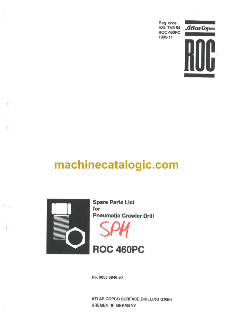 Atlas Copco ROC 460PC Drilling Rig Parts Catalog
