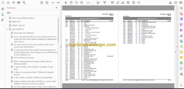 Atlas Copco DMLSP Drill Rig Parts Catalog - Image 2