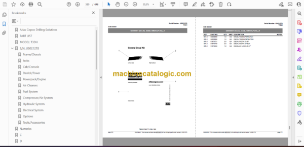 Atlas Copco T3DH Rock Drill Parts Catalog - Image 2
