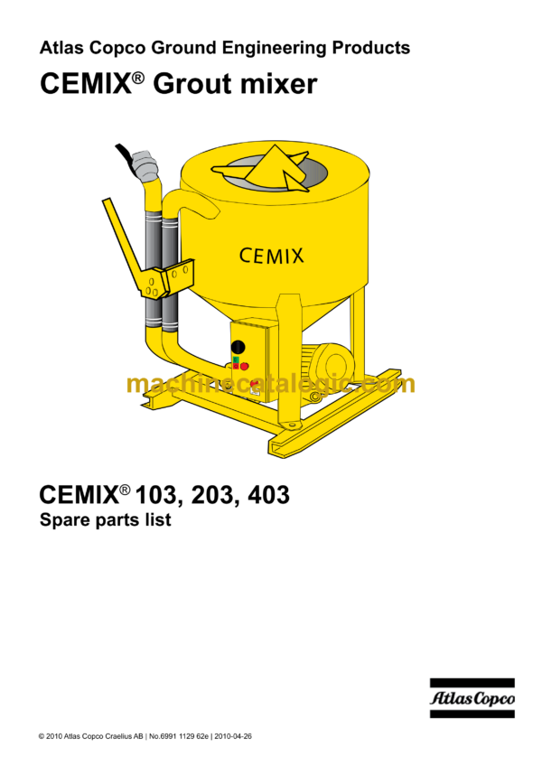 Atlas Copco CEMIX 103, 203, 403 Parts Catalog