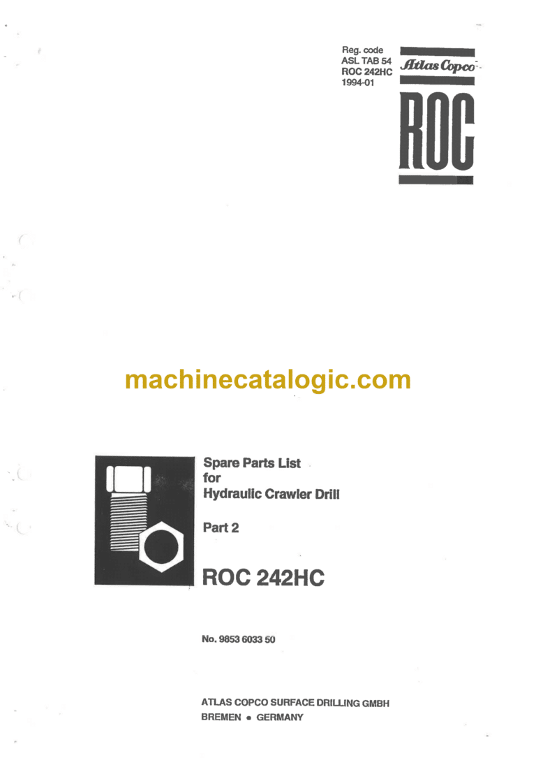 Atlas Copco ROC 242HC Drilling Rig Parts Catalog