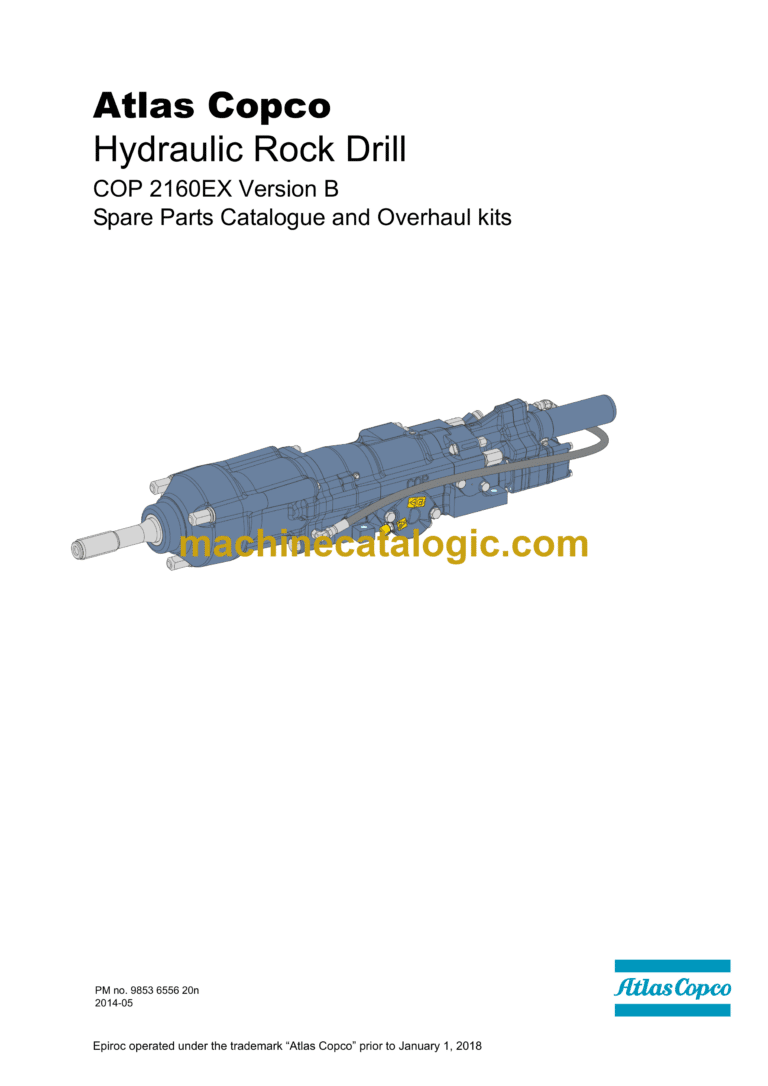 Atlas Copco COP 2160EX Version B Hydraulic Rock Drill Parts Catalog