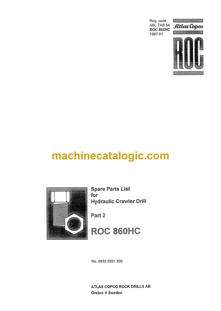 Atlas Copco ROC 860 Drilling Rig Parts Catalog